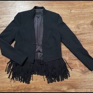 Banana Republic black fringe blazer